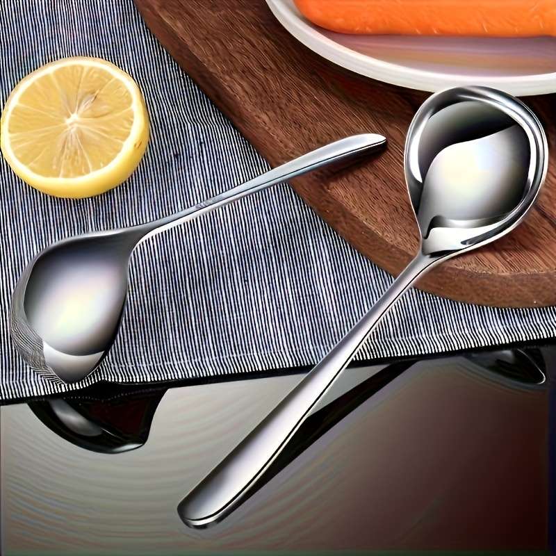 2pcs Stainless Steel Serving Spoons with Long Handles Durable Porridge Soup Hot Pot Spoons P