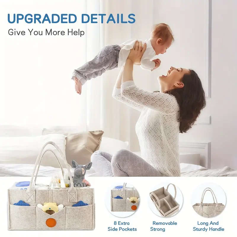 1pc Classic Style Multi-Purpose Diaper Caddy Organizer Portable Baby Storage for Nursery Car Changin