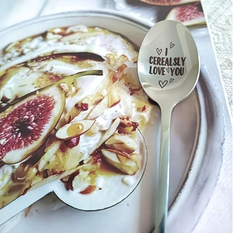 1pc  I Cerealsly Love You  Engraved Stainless Steel Spoon Ideal Romantic Gift for Couples Fu