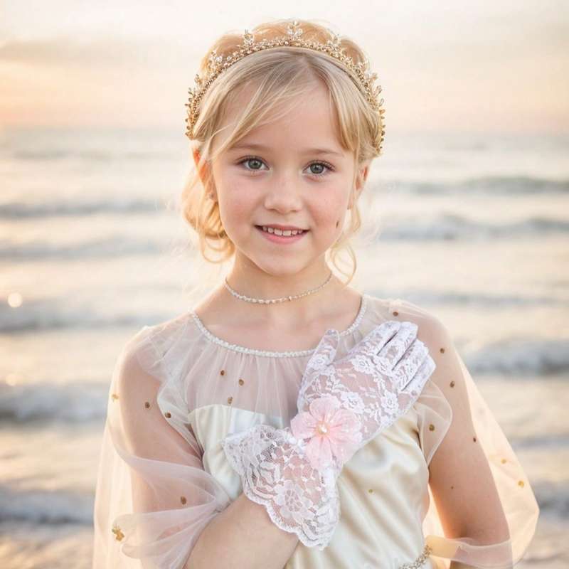 1 Pair Small Flower Lace 21cm Floral Mesh Lace Gloves