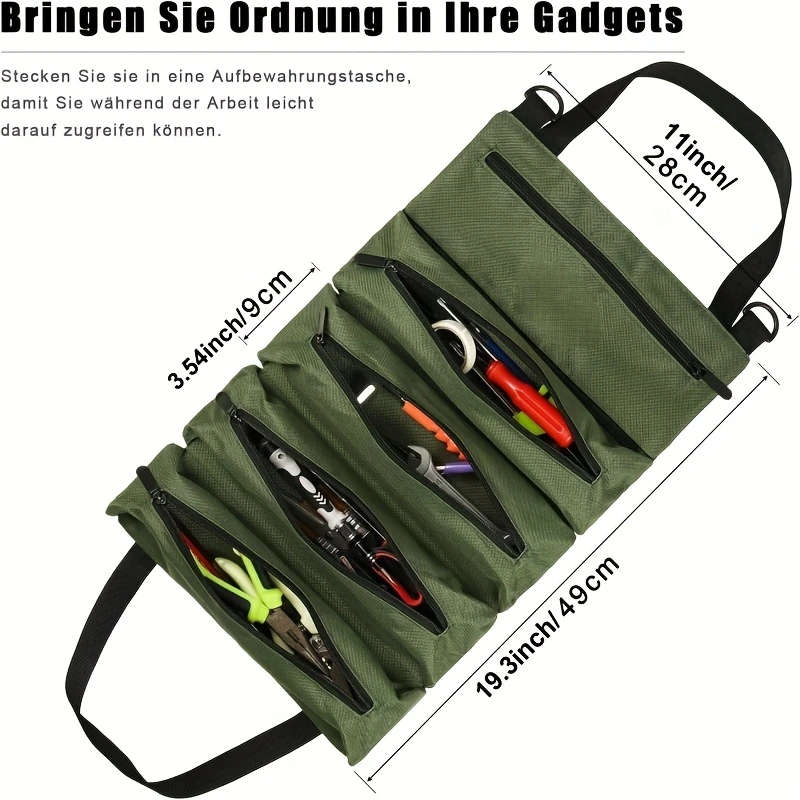 1 Heavy Duty Waterproof Oxford Cloth Roll Up Tool Bag