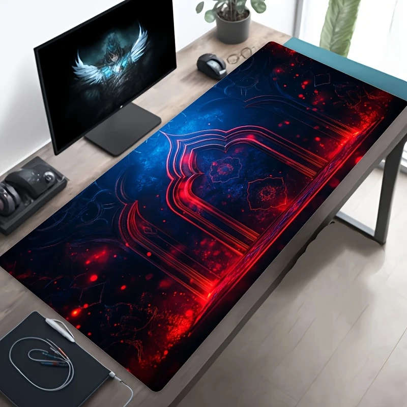 1pc 40x90cm Cyberpunk Mysterious Arch Design Mouse Pad Non-Slip Rubber Base