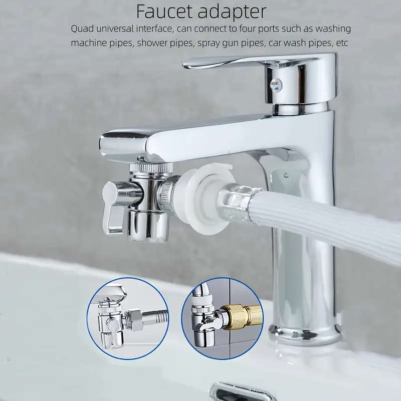 A Household Faucet With An External Splitter One-to-two Adapter Universal Conversion Water Inlet