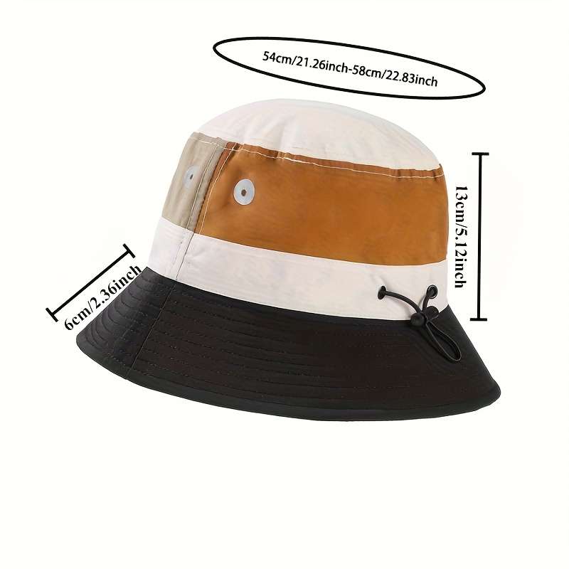 1pc Lightweight Quick-Dry Breathable Bucket Hat for Couples Stylish Color Block Design Adjus