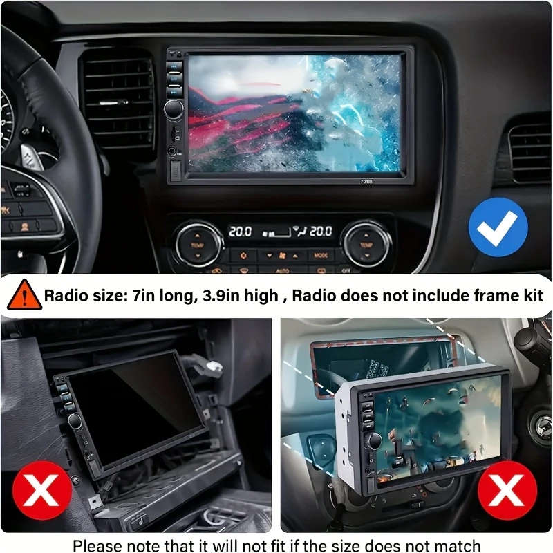 1pc 17.78cm Touch Screen Double Din Car Stereo MP5 Player Wireless Hands-Free Calling Mirror Link