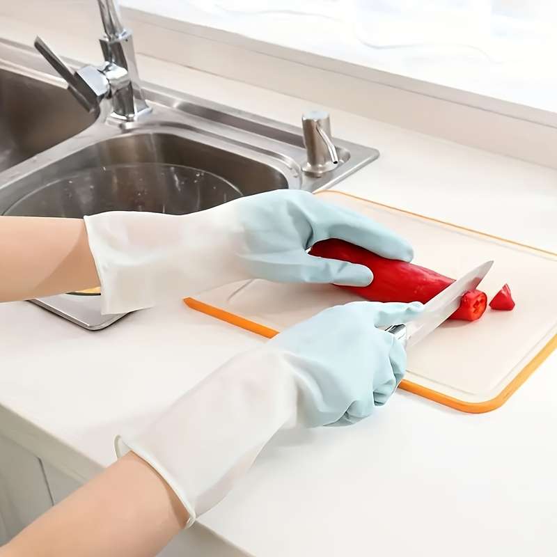3 Pairs One Each In Pink Green And Blue Size M Household Cleaning Gloves