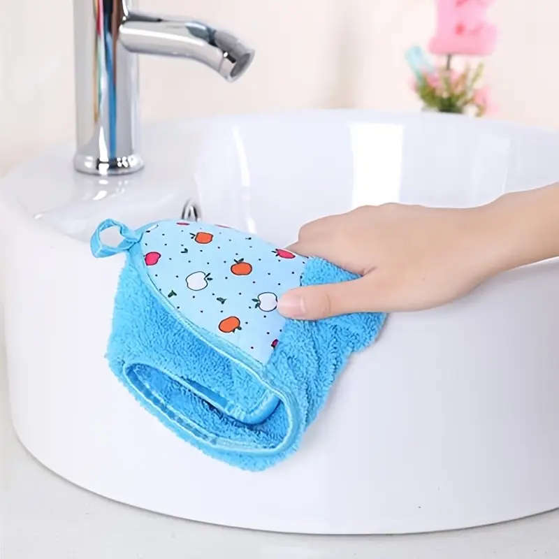 1pc Ultra-Absorbent Quick-Dry Kitchen Bathroom Hand Towel Lightweight Cartoon-Themed Round Nylon Mic