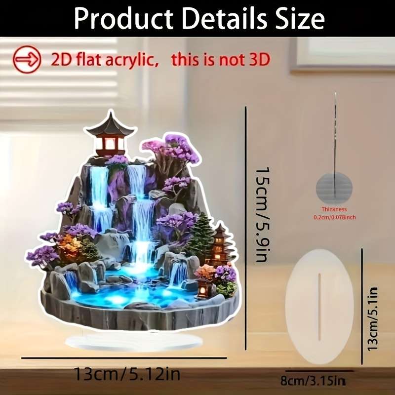 1pc 2D Flat  A  Design Featuring a Bohemian Acrylic Japanese Garden Tabletop Decoration Co