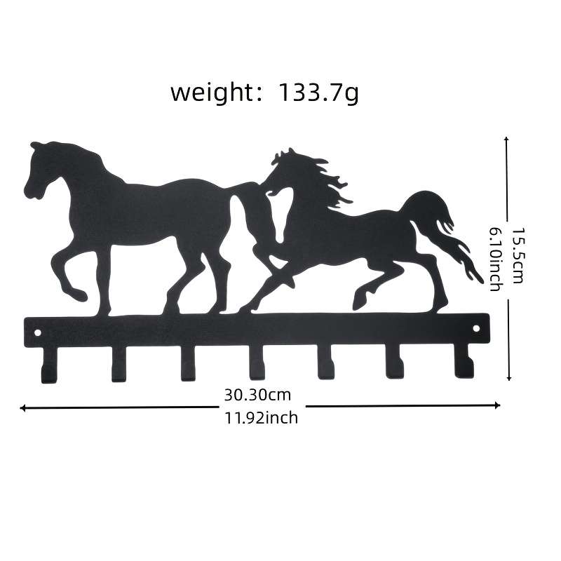 1pc Double Horse Wall Decor Hooks Metal Artistic Key Holder Rack Multipurpose Hanging Storage for