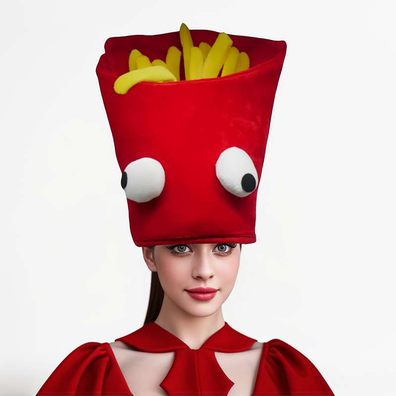 1pc Festive French Fry Hat Perfect for Parties Christmas Valentine's Day Gifts Machine Washa