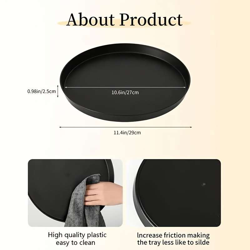 1pc Modern Black Round ABS Tray with Candle Holder Stylish Farmhouse Decor Suitable for Home Ki