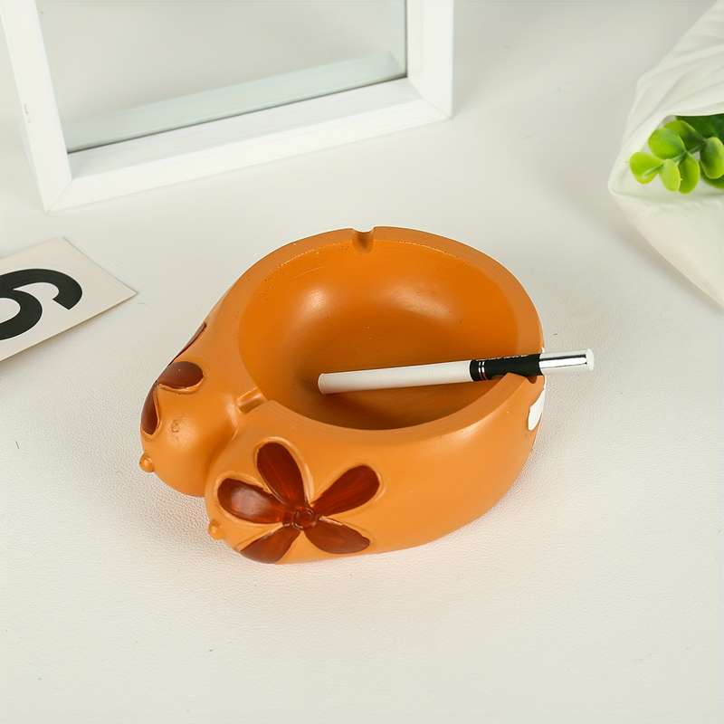 1pc Creative Resin Chest Ashtray with Floral Design Unique Home Decor for Living Room Deskto