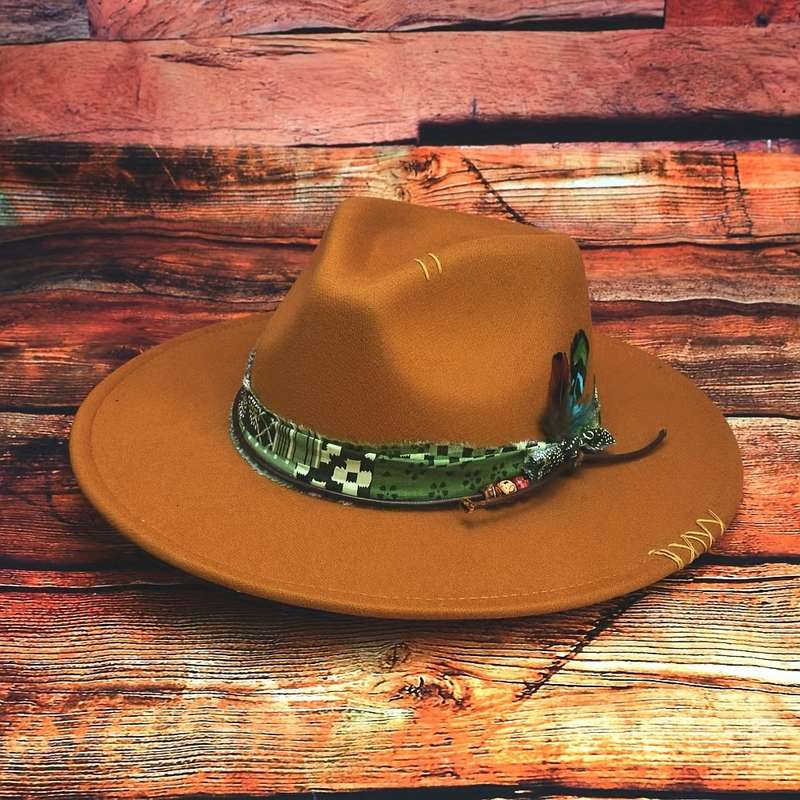1pc Unisex Bohemian Fedora Hat With Bow And Faux Feather Accents British Style Felt Hat For Autumn