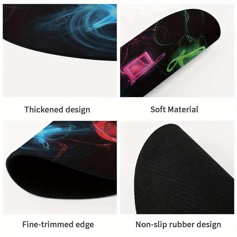 1pc Round Gaming Controller Button Pattern Mouse Pad Non-Slip Rubber Desk Mat for Office