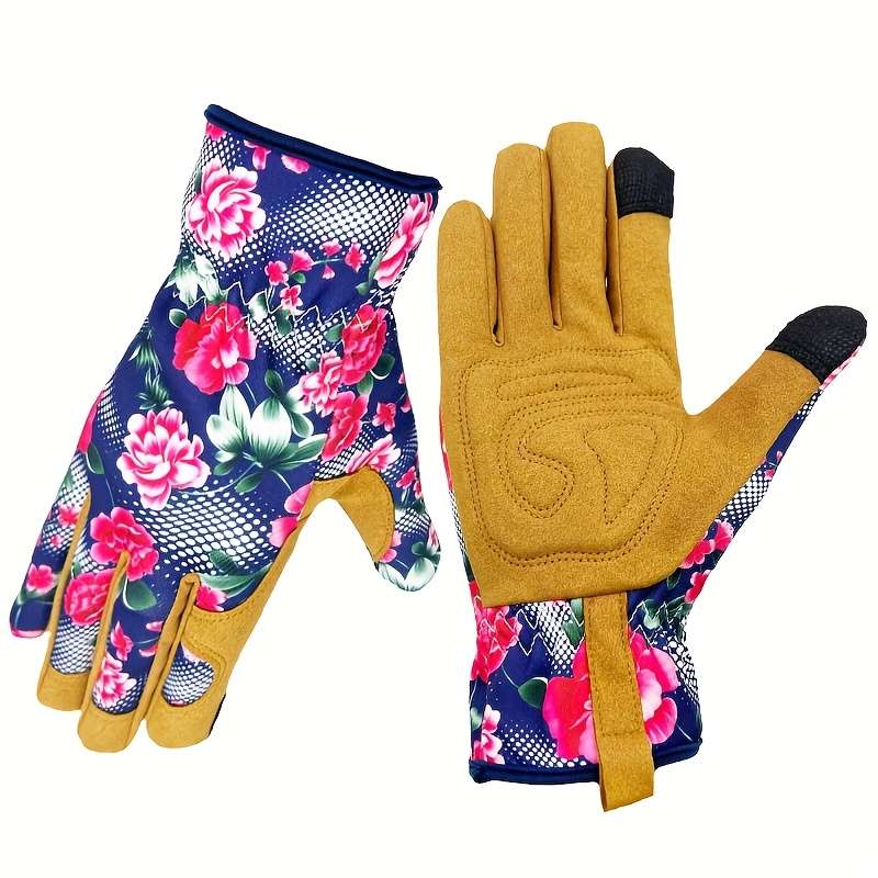 1 Pair Blue Red Rose Multi Purpose Work Gloves