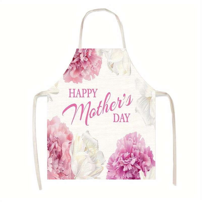 1pc Creative Simple Mother's Day Alphabet Flower Print Apron Mother's Day Gift Outdoor BBQ Apro