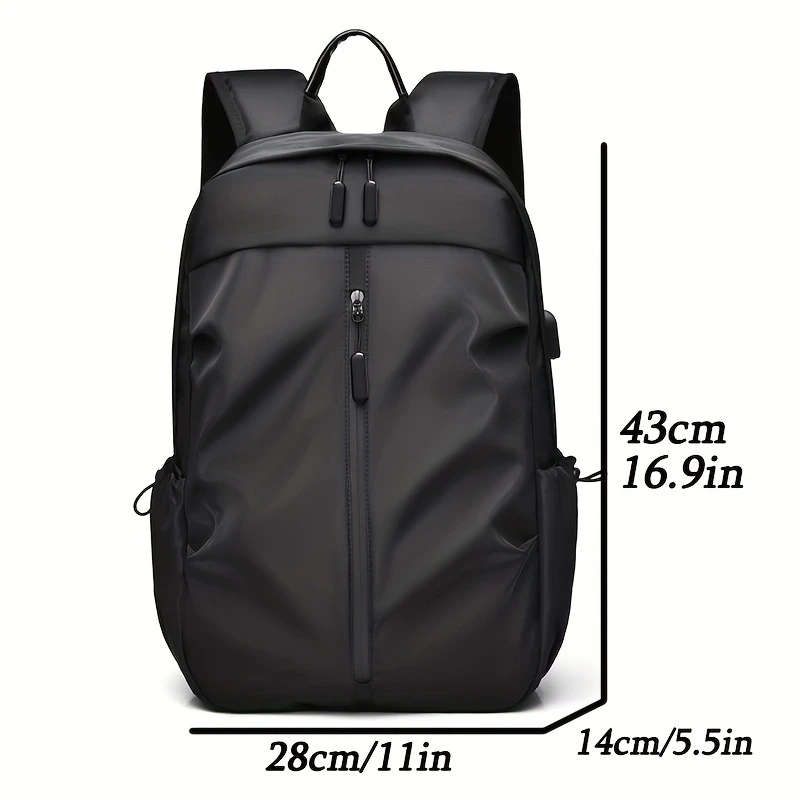 1pc Men'S Large Capacity Laptop Backpack Black Nylon with Multiple Compartments Pockets Ideal