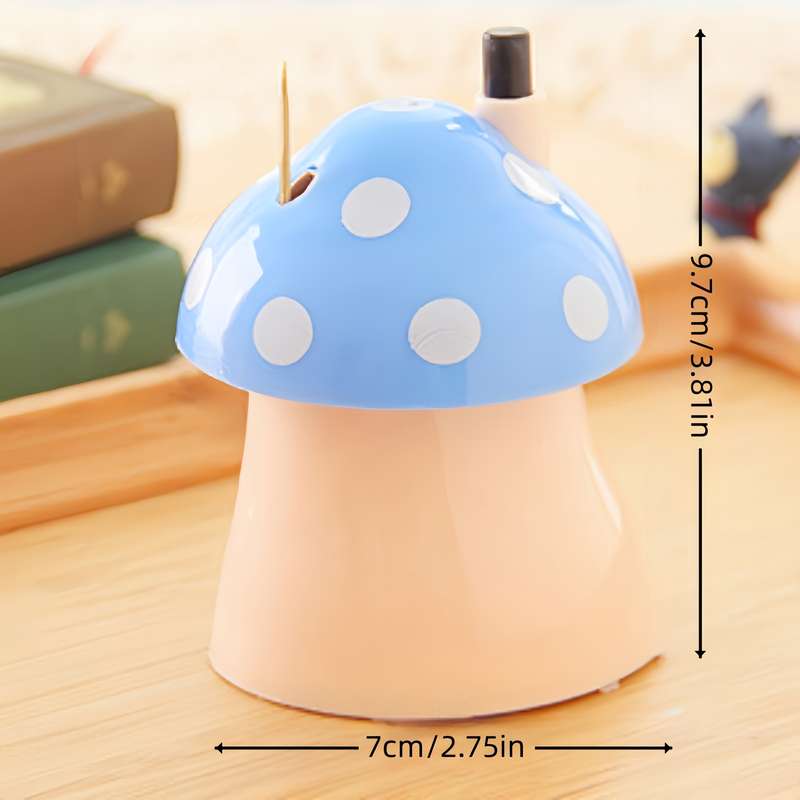 1pc Cute Mushroom Toothpick Box Press Type Portable Dispenser Plastic Kitchen And Restaurant