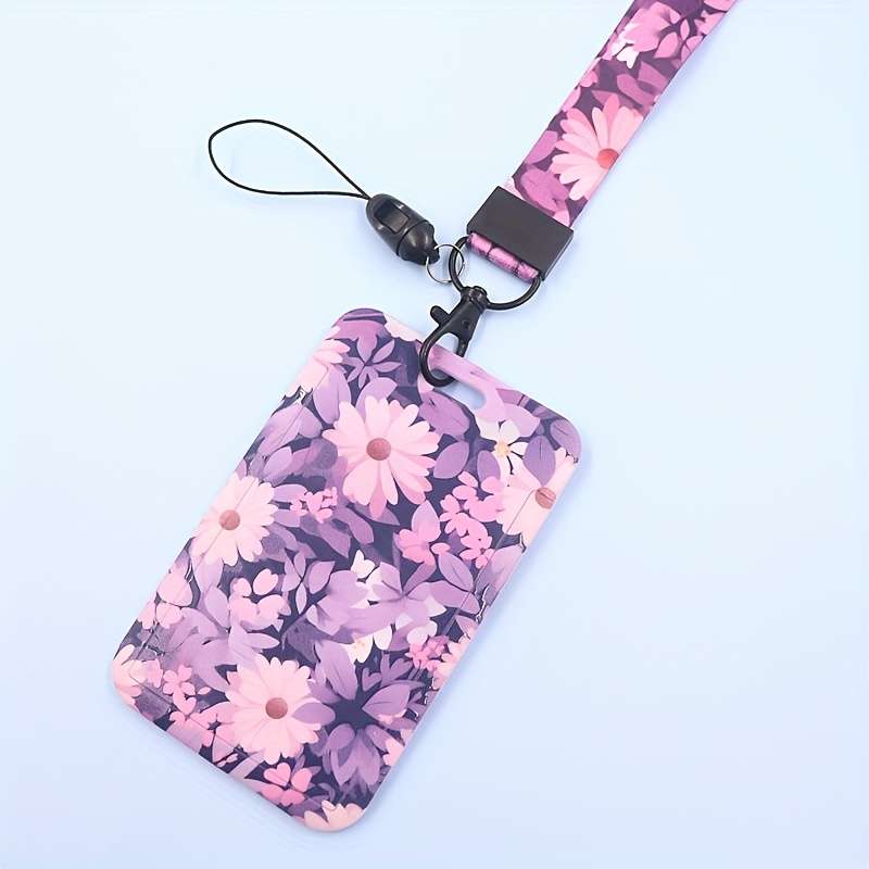 1pc Floral Patterned ID Card Holder Inspired Design Durable Plastic Material