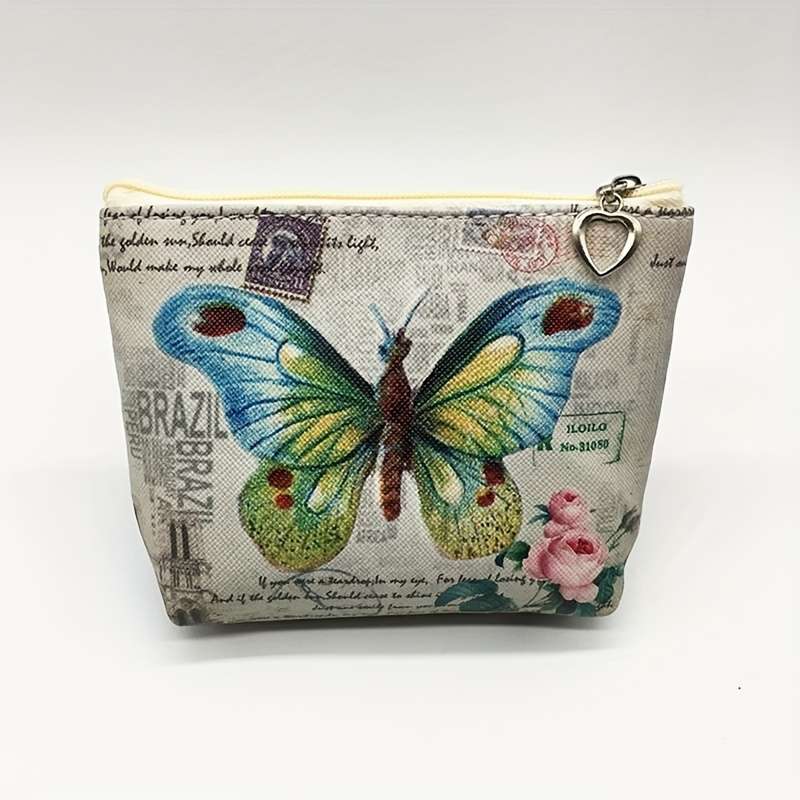 1pc Vintage Butterfly Coin Purse Key Pouch Card Holder Women'S Wallet And Coin Bag.