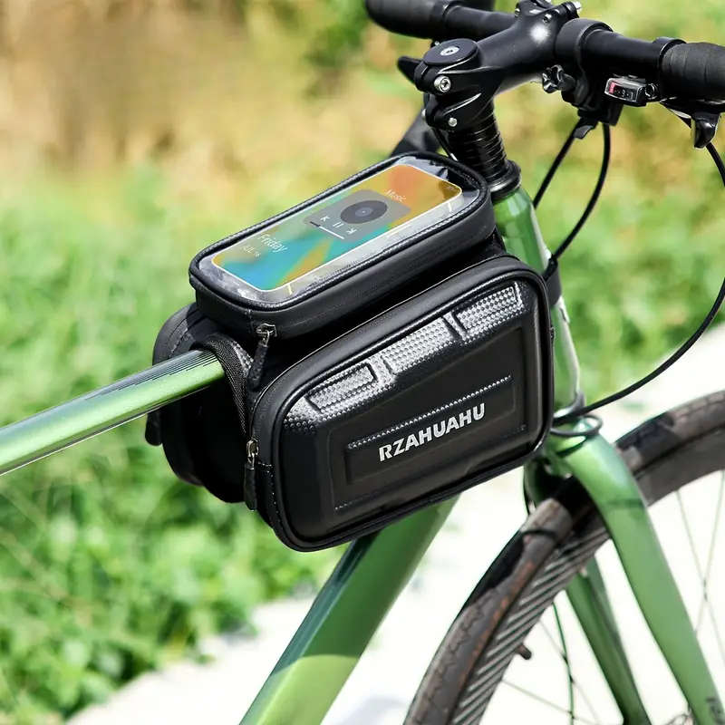 1pc Large-Capacity Bike Front Frame Bag Waterproof Adjustable Strap EVA Material Perfect for Road Mo