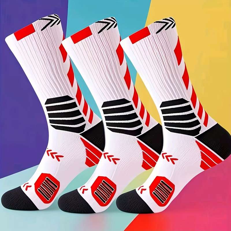 3 Pairs White High Elastic Socks