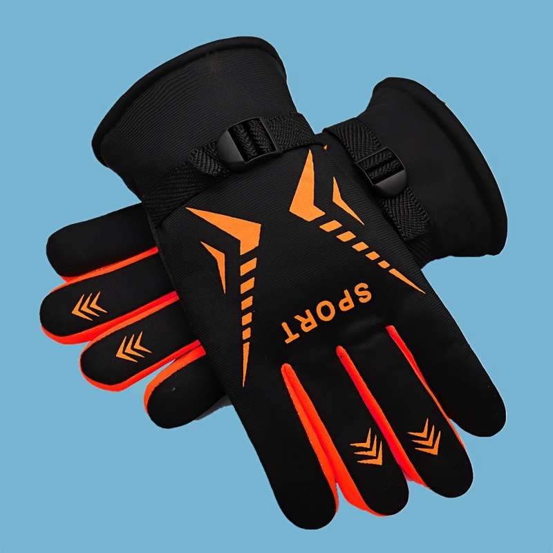1 Pair Orange Warm Gloves