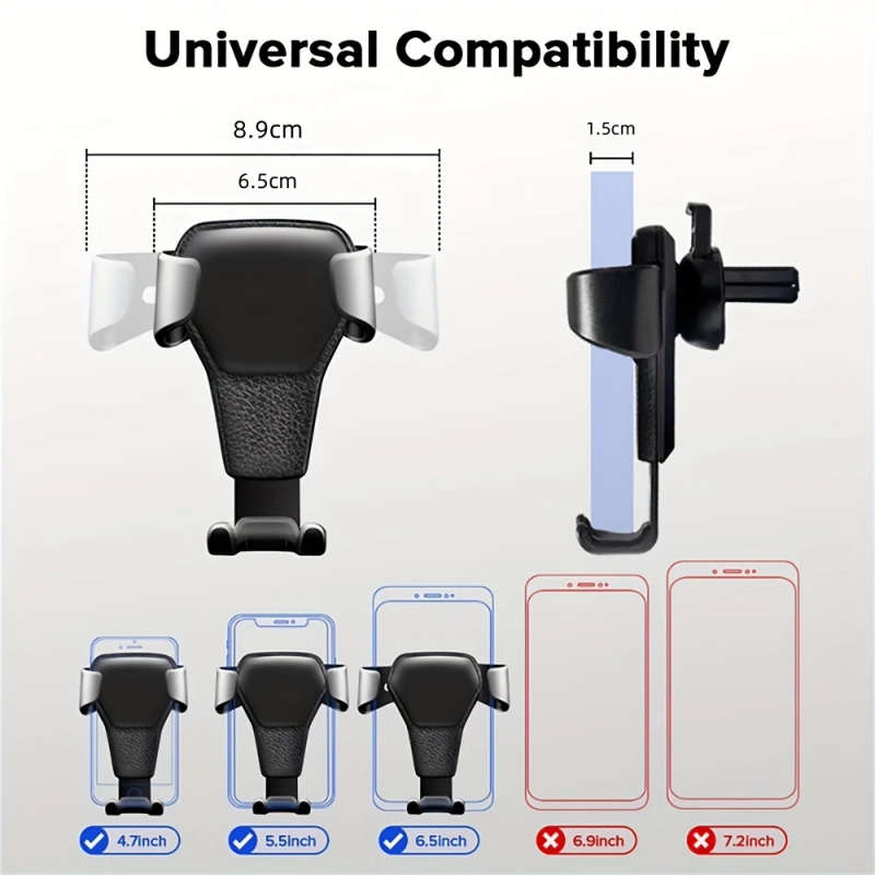 1pc 360° Swivel Car Mount Universal Compatibility for 13.97cm to 18.29cm Smartphones PC Material Fit