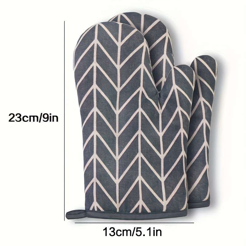 Pair of Nordic Style Heat-Resistant Oven Mitts Anti-Burn Microwave Gloves High-Temperature R