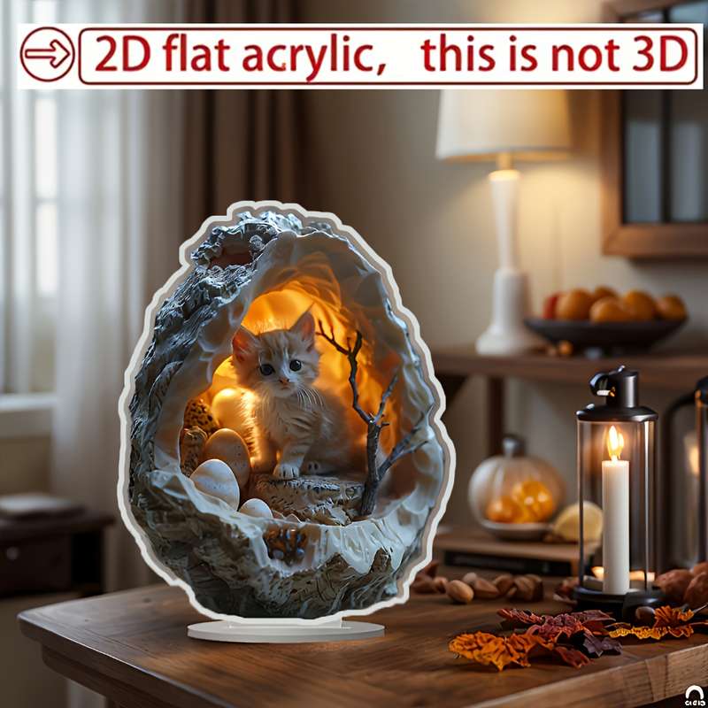 1pc 2D Flat  PC Bohemian Style Acrylic Persian Cat Ornament  Acrylic Not 3D Ideal for
