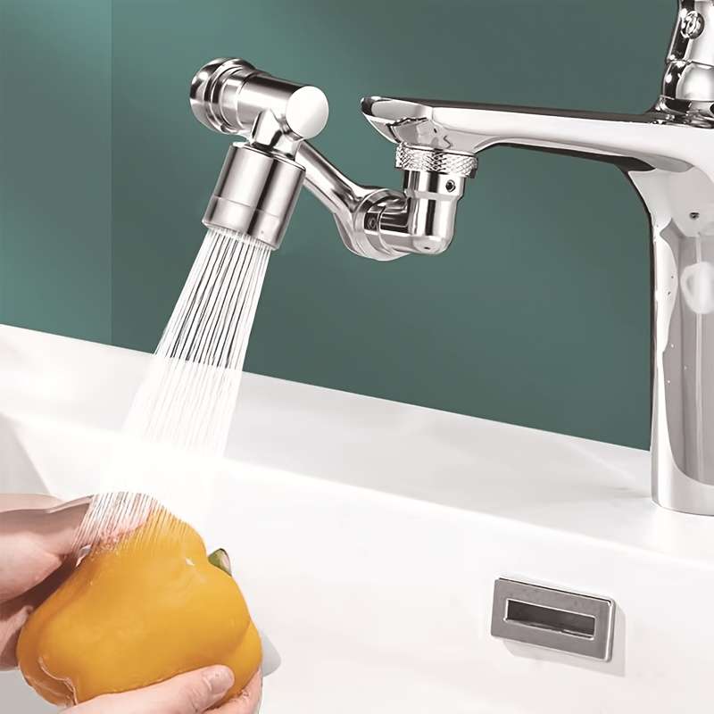 1Pc Silvery Universal Mechanical Arm Faucet