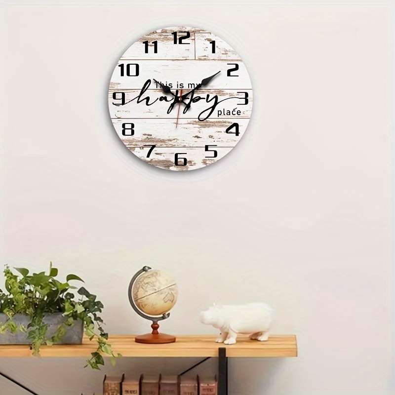 1pc Vintage Wooden Grain Creative Fashion Wall Clock Silent Quartz Round Wood Clock for Bedroo