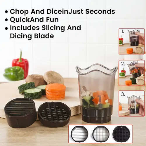 1Pc Manual Fruit Vegetable Slicing Cup With Stainless Steel Blade Quick Chopping Slicing Tool