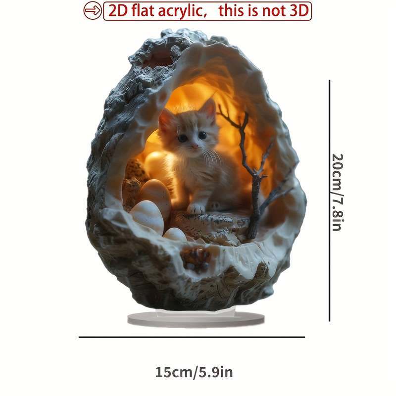 1pc 2D Flat  PC Bohemian Style Acrylic Persian Cat Ornament  Acrylic Not 3D Ideal for