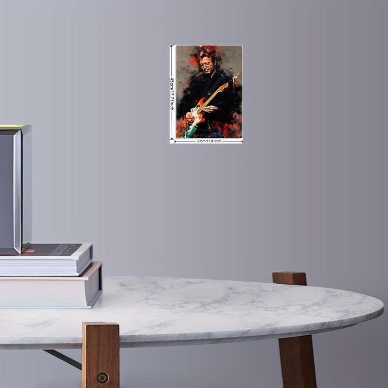 1pc  Eric Clapton Guitarist Canvas Art Vibrant 30.48x45.72cm Wall Decor Fiery Abstract Backgr