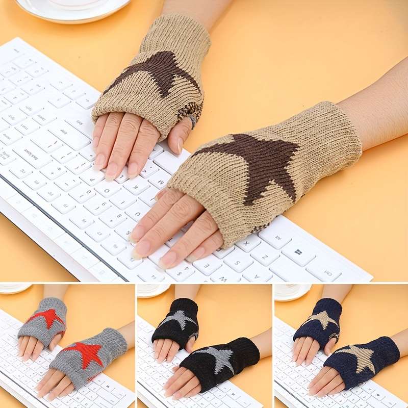 1 Pair Grey Warm Gloves