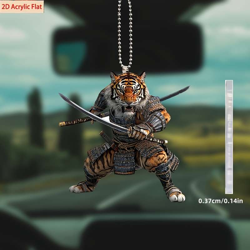 1pc 2D Flat  s  Acrylic Plane Car Hanging Decoration Big Tiger Warrior Armor Pendant P