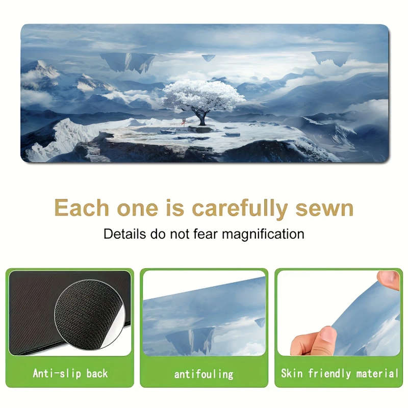1pc 40x90cm Ice and Snow Floating Mountain Scenery Mouse Pad Soft Touch Office Desk Accessory