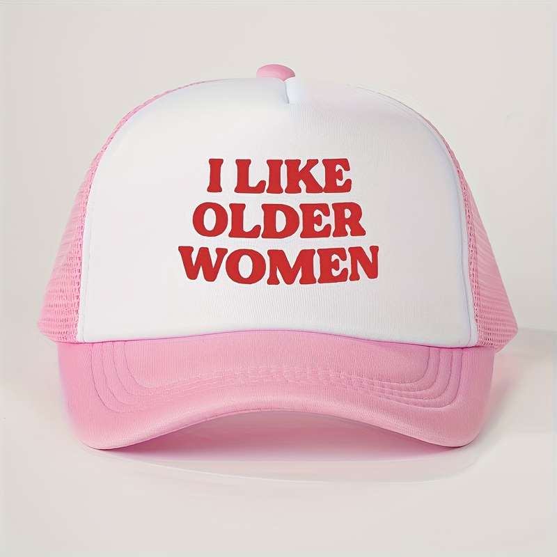 1pc I Like Older Women" Printed Baseball Cap Breathable Adjustable Mesh Trucker Hat for Men Wo