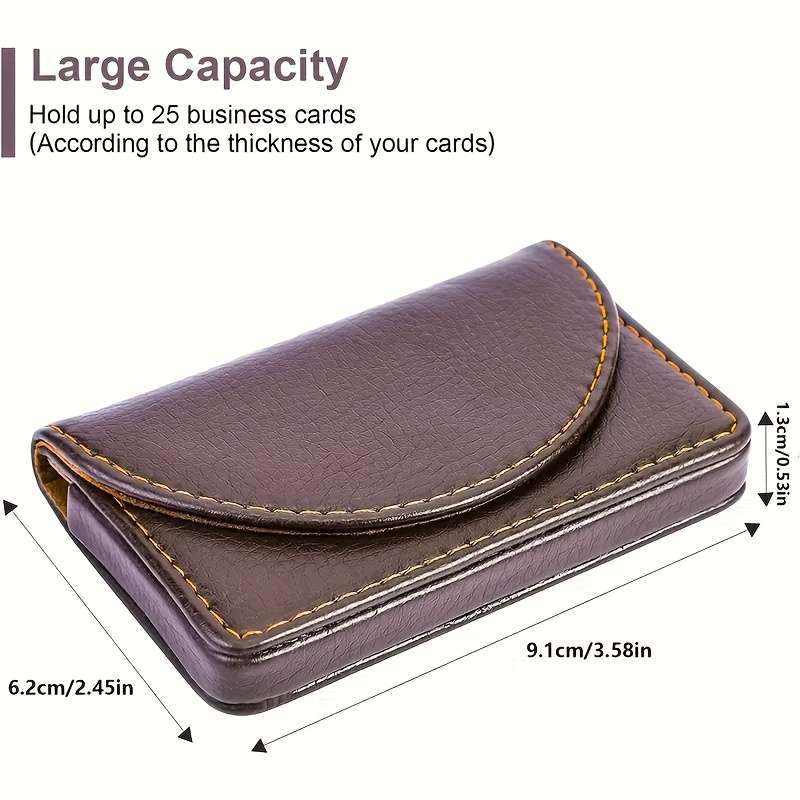 1pc Crocodile Pattern Faux Leather Business Card Holder Magnetic Closure Non-Braided Office