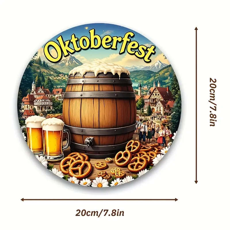1pc Round Aluminum Oktoberfest Sign a Perfect Gift for Places Like Bedrooms Kitchens Gaming Rooms Ba