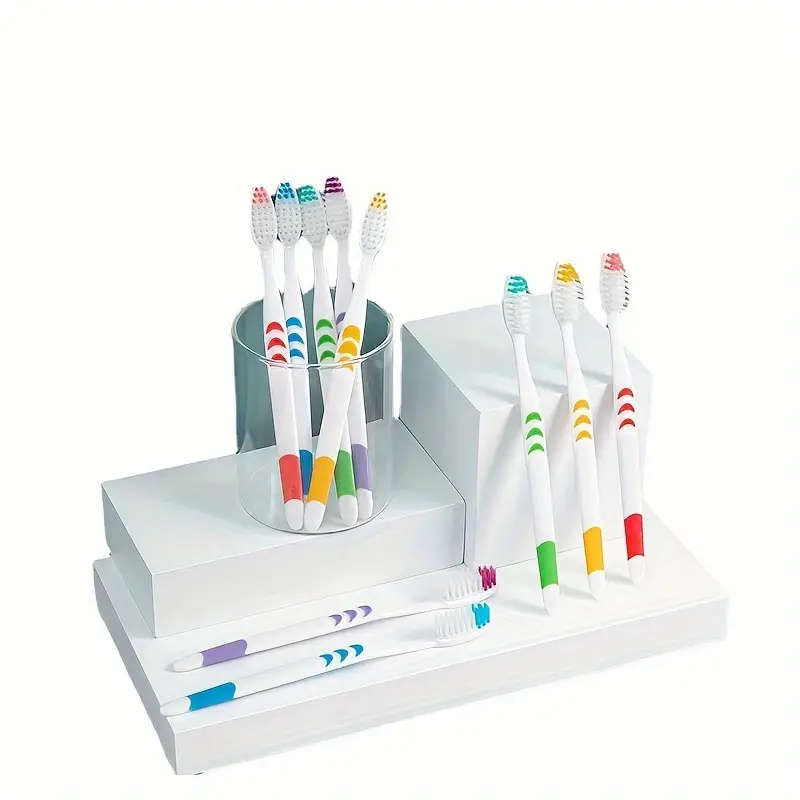 10Pack Bamboo Charcoal Nano Toothbrushes Soft Manual Toothbrushes For Adults Compact Polyester Bris