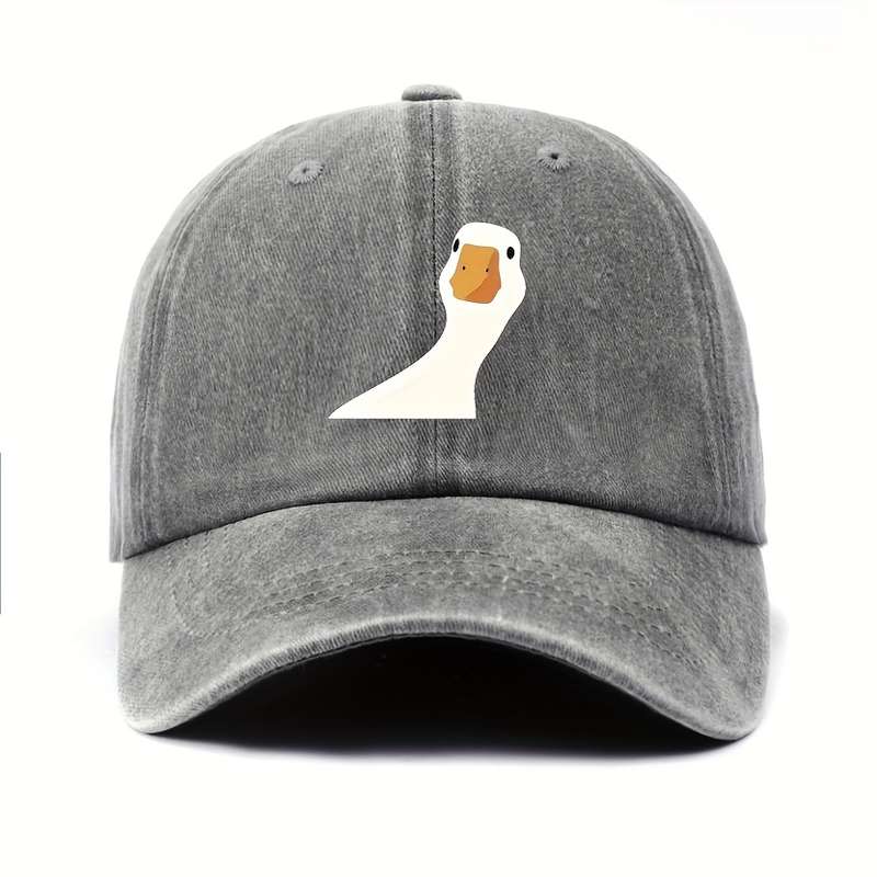 1pc Women'S Cartoon Goose Print Cotton Baseball Cap Adjustable Fit Breathable Sports Hat Han