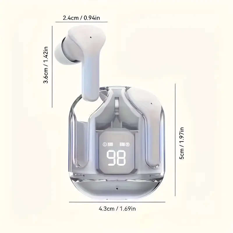 Wireless In-Ear Sports Headphones with LED Digital Display Plastic Rechargeable Lithium Polymer