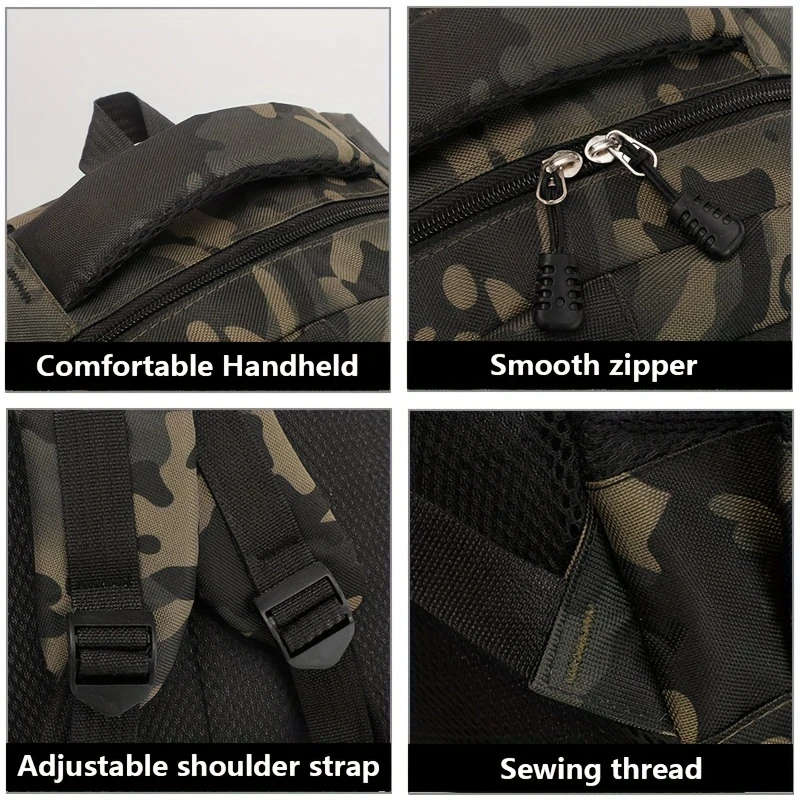 1pc Mens Casual Nylon Backpack with Laptop Compartment Lightweight Adjustable Straps Zipper Closure