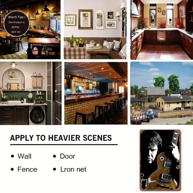1pc 2D Flat Painting Simulation  Gary Moore Poster for Home Kitchen Dining Room Bedroom Garden
