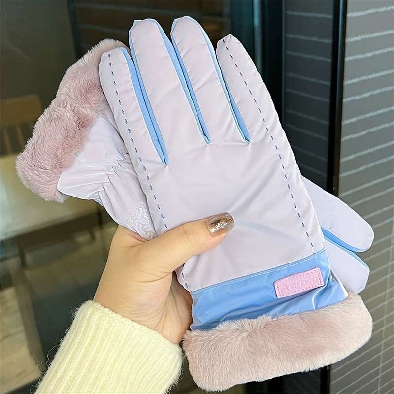1 Pair Black Warm Gloves