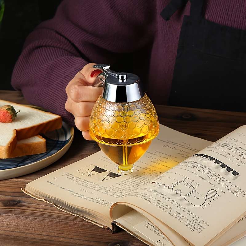 1pc Acrylic Honey Squeeze Bottle Jar Kitchen Crystal Diamond Condiment Bottle Push Type Syrup Bottl