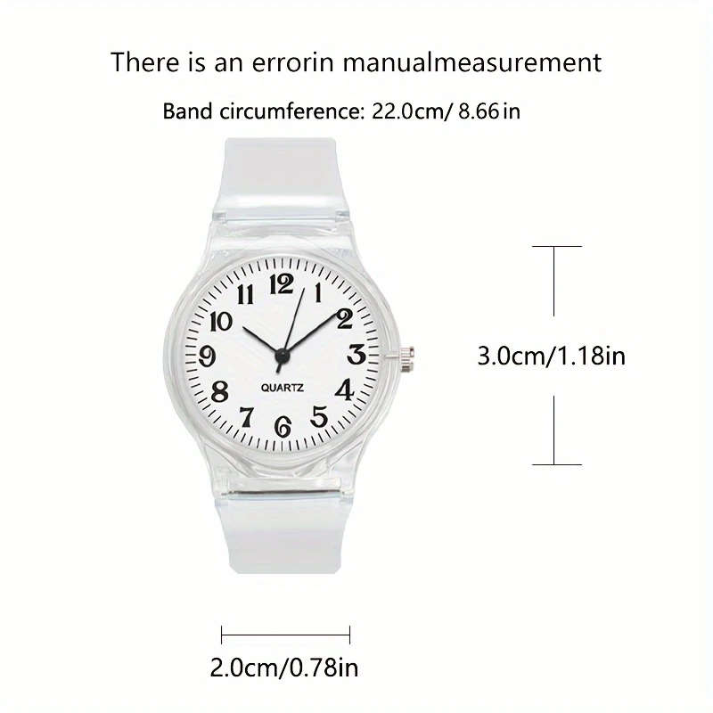 1pc Simple Transparent Student Portable Electronic Watch Color Sent Randomly