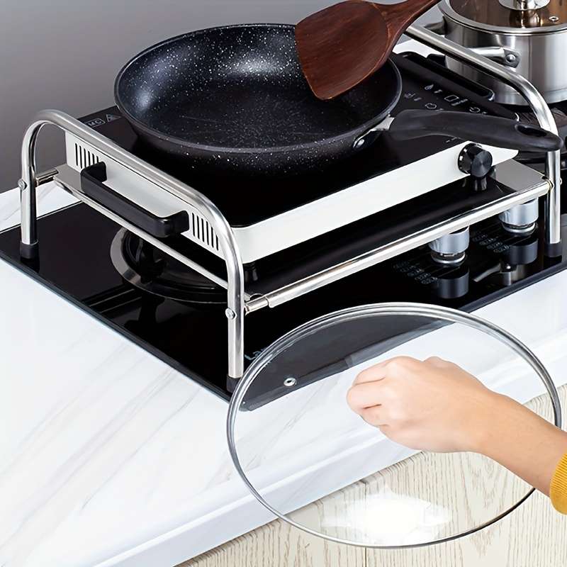 1pc Multifunctional Kitchen Storage Rack Stove Holder Induction Cooker Holder Countertop Sto